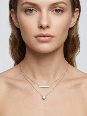527. Rachel Zoe Sterling Silver CZ layered necklace